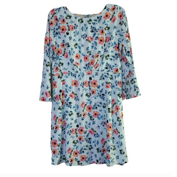 Loft Floral Tie Back Bell Sleeve Dress Size 8P - Picture 2 of 14